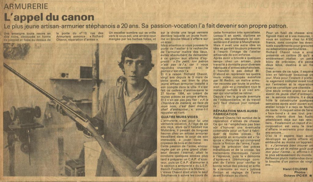 article de presse sur Richard Chavot jeune